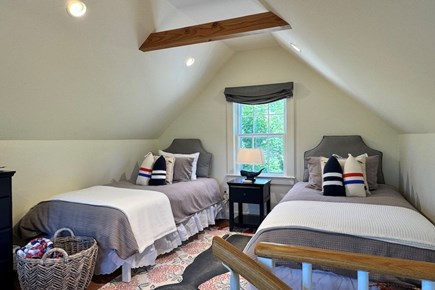 Barnstable Cape Cod vacation rental - Second floor bedroom with 2 twin beds, accessed by spiral stairs