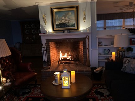 East Orleans Cape Cod vacation rental - Our living room and amazing fireplace for that cool evening