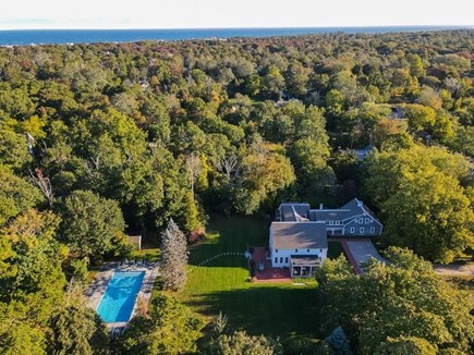 Dennis Cape Cod vacation rental - Overhead of property, including pool.
