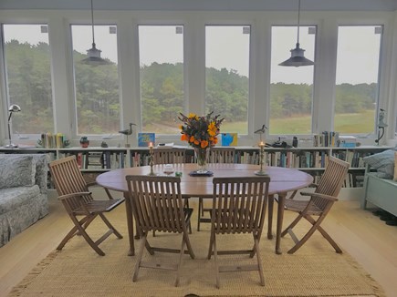 Wellfleet Cape Cod vacation rental - Sunroom/dining area w/water views to both the North & South.