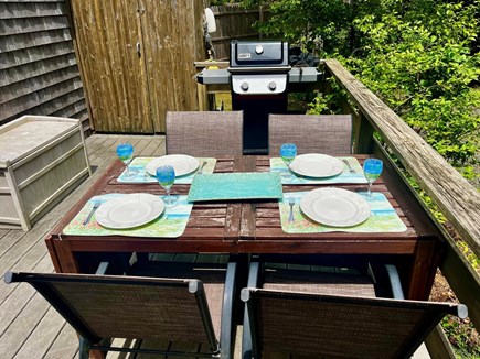 Eastham, Chloe's Classic Cape Cape Cod vacation rental - Summer evenings on the deck with a Weber grill and outdoor shower