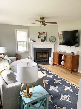 Mashpee Cape Cod vacation rental - Living room with fireplace