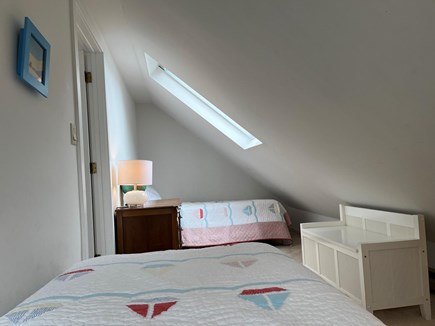 Brewster, Ocean Edge Bayside Cape Cod vacation rental - Small upstairs bedroom with twin beds, desk and skylight