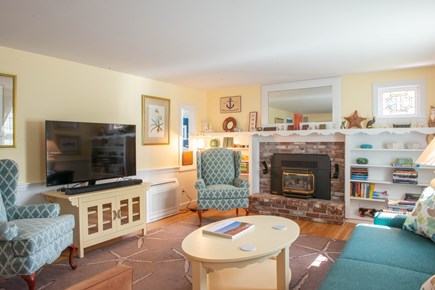 Dennis Cape Cod vacation rental - Large living room with 55 inch Samsung smart TV & gas fireplace!