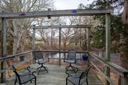 Brewster Cape Cod vacation rental - Owner has his hand-crafted art sculptures around the exterior