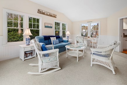 Chatham Cape Cod vacation rental - Three Season Living Room w/ TV & Access to the Back Yard & Patio