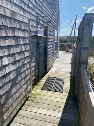 Sandwich, 55NSB Cape Cod vacation rental - Outdoor shower on deck leading from beachside to front deck