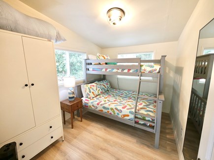 Wellfleet Village Cape Cod vacation rental - Cottage Bedroom 2 (5th bedroom) Twin-over-Full quality wood bunk