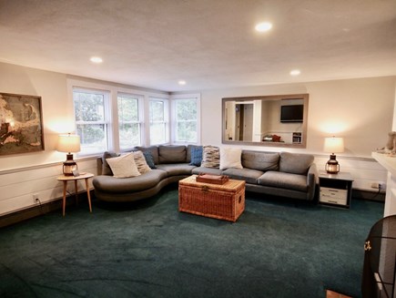 Wellfleet Village Cape Cod vacation rental - Oversized Custom Couch & Flat Screen TV with DVDs in Living Room