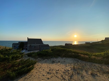 Truro, Cold Storage Beach Cape Cod vacation rental - View atop dune behind house.