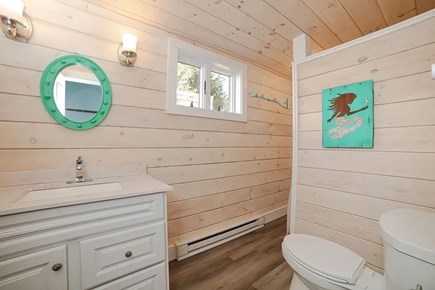 Yarmouth, Lewis Bay Cape Cod vacation rental - Shiplap walled1st floor bath with shower.