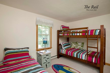 East Orleans Cape Cod vacation rental - Nauset Cottage-THE RAIL- Bedroom 7-1st fl- 3 Twins- shared bath