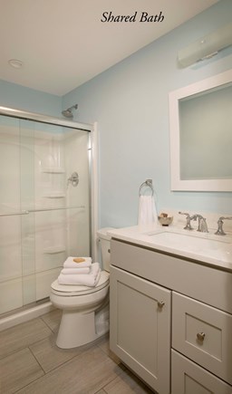 East Orleans Cape Cod vacation rental - Beachcomber Cottage- Bathroom on 1st floor- shared