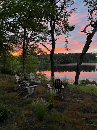 Harwich Cape Cod vacation rental - Sunset on Flax Pond from the back deck.