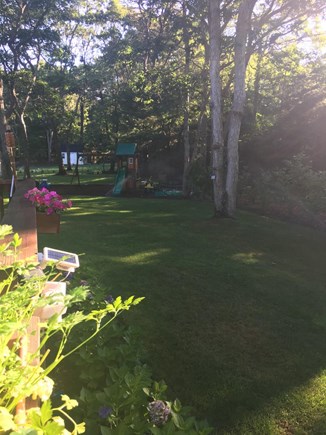 Centerville Cape Cod vacation rental - Backyard with children’s play structure