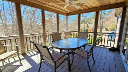 Wellfleet Cape Cod vacation rental - Lovely screen porch with dining table and ceiling fan