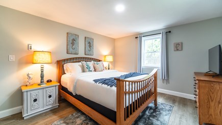 Marstons Mills Cape Cod vacation rental - Seahorse room, Queen bed with linens, smart tv and central air
