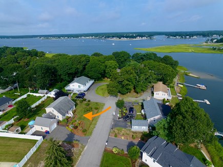 Wareham, Standish Shores MA vacation rental - Arial showing home and 200 steps to Standish Shores Beach Assoc