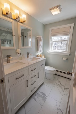 South Yarmouth Cape Cod vacation rental - Dual sink marble vanity with medicine cabinets on second floor