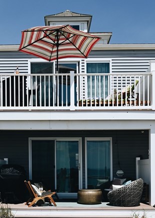 North Truro  Cape Cod vacation rental - View of upper deck and lower patio facing the beach