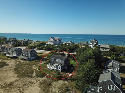 East Sandwich Cape Cod vacation rental - Aerial of house and beach across the street