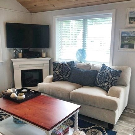 East Falmouth Cape Cod vacation rental - Large screen TV and gas fireplace