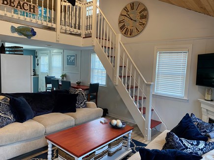 East Falmouth Cape Cod vacation rental - Newly furnished living room and stairs to loft.