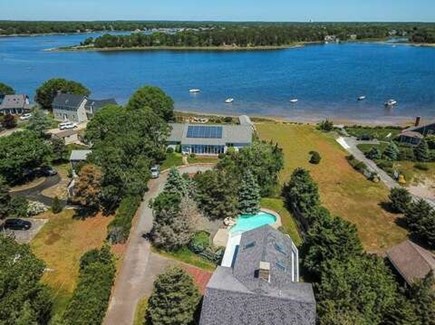 Dennis Cape Cod vacation rental - Aerial view with pool and views of Bass River