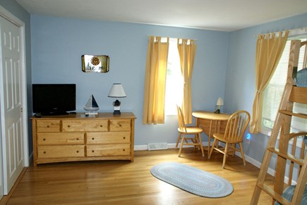 East Sandwich Cape Cod vacation rental - TV, closet, bureau and small desk in Twin Bedroom