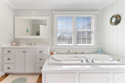 West Yarmouth Cape Cod vacation rental - Private bathroom with soaking tub of the primary bedroom