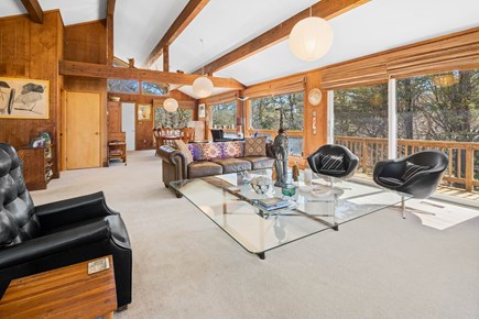 Truro Cape Cod vacation rental - Sitting Area Surrounded by Windows and Sliding Doors to the Deck