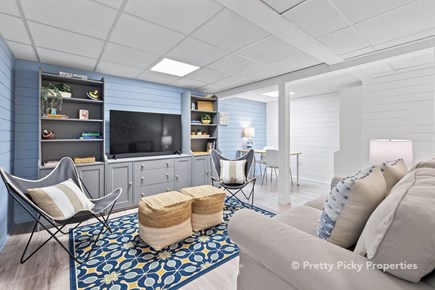 East Orleans Cape Cod vacation rental - Lower level living room and large flat screen TV.