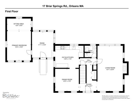 East Orleans Cape Cod vacation rental - Floor plan of the first floor.