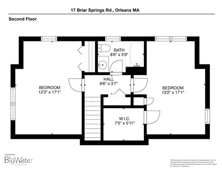 East Orleans Cape Cod vacation rental - Floor plan of the second floor.