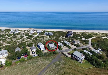 East Sandwich Cape Cod vacation rental - Aerial view of cottage and beach