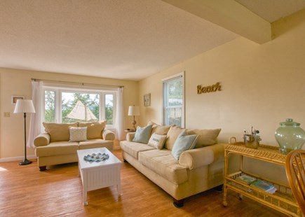 East Sandwich Cape Cod vacation rental - Sunny bay window & comfortable seating in Living Room
