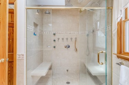 Harwich, Herring River Marsh Cape Cod vacation rental - Bathroom - shower with seating