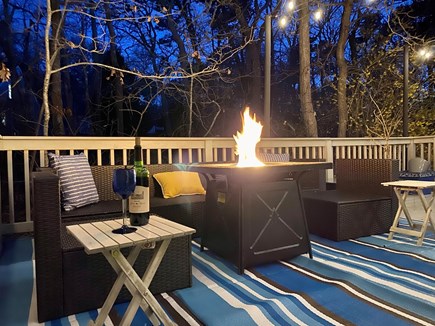 Orleans Cape Cod vacation rental - Huge Deck with new seating and propane bonfire table.