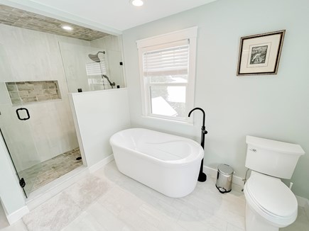 Centerville, Town of Barnstable Cape Cod vacation rental - Second floor bath with double sinks, shower and a soaking tub.
