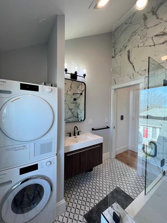Falmouth Cape Cod vacation rental - Upstairs bathroom with tub/ shower. In unit washer and dryer.