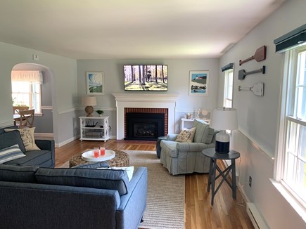 Chatham Cape Cod vacation rental - Living Room, newly furnished with 55in ROKU Smart TV & Fireplace
