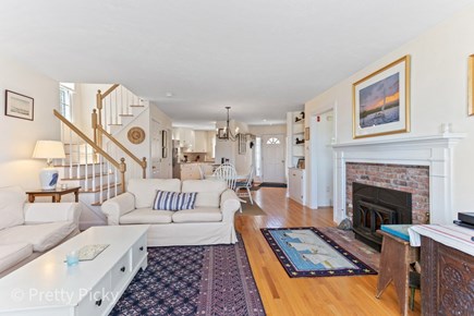 Chatham Cape Cod vacation rental - View of the living room looking back at the dining room and kitchen