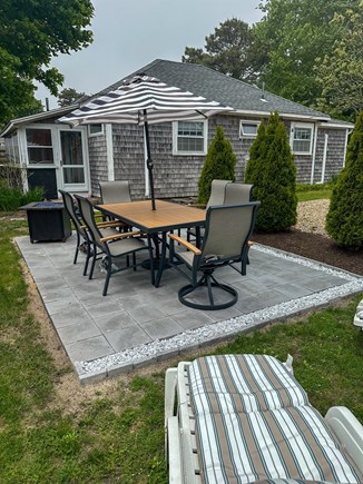 Dennis Port Cape Cod vacation rental - Patio with propane fire pit.