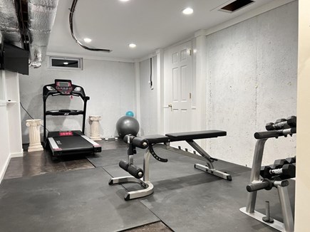 Yarmouth Port Cape Cod vacation rental - Gym w/TV. Link to Stream Any Workouts w/ weights 3lbs - 45lbs!