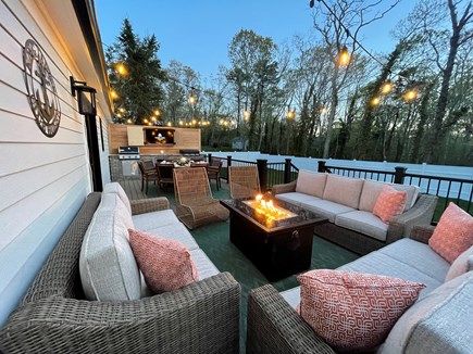 Dennis Cape Cod vacation rental - Fire pit and seating for 11.  55 Inch outdoor tv