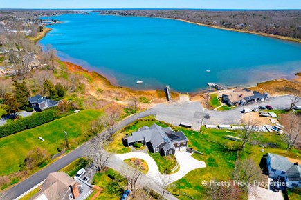 Orleans Cape Cod vacation rental - The property (white shell driveway) in relation to the  Cove