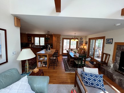 Wellfleet Cape Cod vacation rental - Open floor plan showing dining room and kitchen eating area