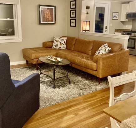 Falmouth, Maravista area Cape Cod vacation rental - Attractive living-cum-dining area with Italian leather sectional
