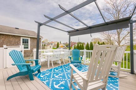 Sandwich Cape Cod vacation rental - Deck with table & chairs, seating and pergola