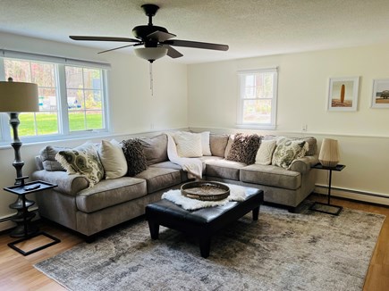 North Falmouth Cape Cod vacation rental - Bright and sunny Lower level Family room 75” smart tv with cable